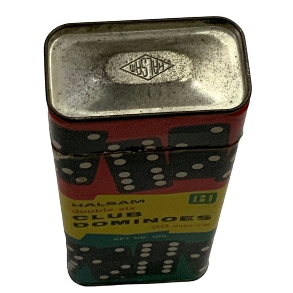 Vintage Haslam 1960’s Wood Dominos 28 Pc Original Cardboard Metal Box Set No 100 - Picture 13 of 16